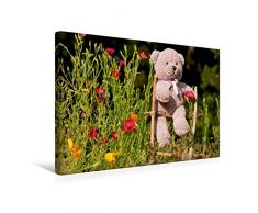 Premium Textil-Leinwand 45 x 30 cm Quer-Format Kletterbär im Garten | Wandbild, HD-Bild auf Keilrahmen, Fertigbild auf hochwertigem Vlies, Leinwanddruck von Meike Bölts