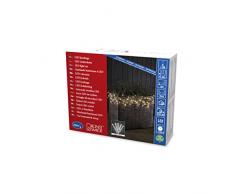 Konstsmide 3813-102 Micro LED Lichterkette, gefrostet / für Außen (IP44) / 200 warm weiße Dioden / 30V Außentrafo / weißes Kabel