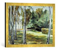 Gerahmtes Bild von Max Liebermann Garten in Wannsee, Kunstdruck im hochwertigen handgefertigten Bilder-Rahmen, 60x40 cm, Gold Raya