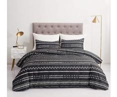 GEFEII Bettwäsche-Set aus 100% Baumwolle für Doppelbett, weich, atmungsaktiv, 3-teiliges Bettwäsche-Set mit Reißverschluss, Botanisches Blumenmuster bedruckt Full/Queen (duvet cover 90x90) Green-botanical