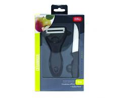 Easy Make kd3118 Messer mit Gemüseschäler ABS/Keramik schwarz/weiß 12,50 x 7,60 x 1,80 cm