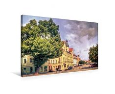 Calvendo Premium Textil-Leinwand 75 cm x 50 cm quer, Blick zum Rathaus Hettstedt | Wandbild, Bild auf Keilrahmen, Fertigbild auf echter Leinwand, Leinwanddruck Menschen Menschen