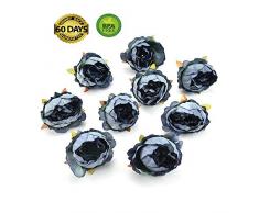 fake flowers heads Kunstblumen mit Pfingstrosenkopf, Seidenblumen, Hochzeit, Heimdekoration, DIY Kranz, Geschenkbox, Blume, 15 Stück, 5 cm blau