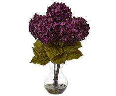 Nearly Natural 1440-PP Blumenarrangement Hortensien mit Glasvase, 45 cm H