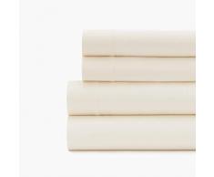 BALTIC LINEN Baltischer Bettwäsche Fadenzahl 1000 Easy Care Baumwolle Rich Satin Spannbetttuch Set, elfenbeinfarben, Queen