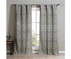 Kensie Nellie Ösenvorhang für Schlafzimmer, Wohnzimmer, Kinderzimmer, Set mit 2 Paneelen, 38 x 84 cm, blau-grau, 2 Stück Casual 37 x 84 Inch - grau