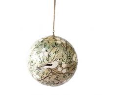 Bollywood Weihnachtskugel mit Vogel-Motiv, silberfarben, 7,6 cm