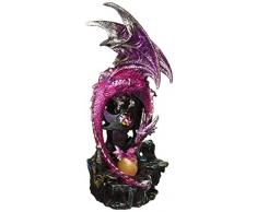 Major-Q G9071744 Dekofigur, 31 cm hoch, Kunstharz, rosa, Fantasie, Mittelalterlicher magischer mythischer Westendrache mit LED-Licht