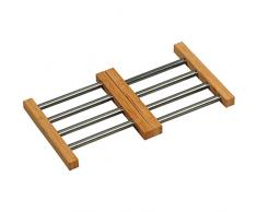 Kesper Topfuntersetzer variabel aus Edelstahl/Bambus, braun/Silber, 22.5 x 20 x 2 cm
