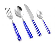 Home Provence Besteckeservice, Dekor Griff, Stahl, Blau, 24 Stück