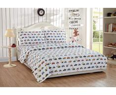 Linenplus Schmusetuch für Kinder Bautraktoren Blau Rot Grün Gelb Grau Weiß Neu Queen Sheet