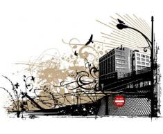 Indigos 4051719802214 Wandtattoo ME034 Tribal Skyline Vögel Zaun Stadt Metro Retro 80 x 53 cm