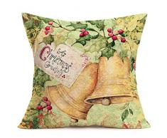 YANGYULU Dekorativer Vintage-Kissenbezug aus Baumwollleinen, Blumenmuster, Landhaus-Kissenbezug, Teekanne, Becher, Schriftzug, für Sofa, Schlafzimmer, Auto, 45,7 x 45,7 cm McMistelzweig