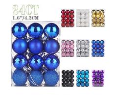 Emopeak 24 Stück Weihnachtskugeln Ornamente für Weihnachten Weihnachtsbaum – 4 Stil bruchsicher Weihnachtsbaum-Dekorationen Hängende Ball für Urlaub Hochzeit Party Dekoration 1.6/4.2CM Marineblau