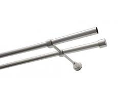 Gardinia Gardinenstangen Set Ally 2-Lauf Ø 19 mm Edelstahl-Optik 160 cm