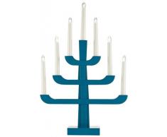 Konstsmide 3586-490 Holzleuchter, blau/grau lackiert / für Innen (IP20) / 7 klare Birnen / 230V Innen / weißes Kabel