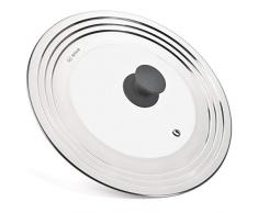 WISH Universal Topfdeckel Topfdeckel für alle 21 cm bis 32 cm Töpfe/Pfannen/Woks, Edelstahl und Glasdeckel für Lodge Gusseisenpfannen – verbesserter Silikonknauf