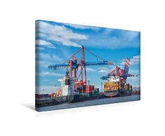 Premium Textil-Leinwand 45 x 30 cm Quer-Format Containerentladung am Eurogate | Wandbild, HD-Bild auf Keilrahmen, Fertigbild auf hochwertigem Vlies, Leinwanddruck von Gabriele Krug