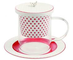 Villa d Este Home Tivoli Jasmine Teetasse mit Filter, Glas/Porzellan, Mehrfarbig, 15 x 15 x 10 cm