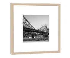 COGNOSCO RH-27-B100 Fotografie im Holzrahmen: Blaues Wunder Fotodruck-Format 27 x 27 cm-Rahmenfarbe beige-Hochwertiges Wandbild, Geschenkidee oder Souvenir aus Dresden, Holz, Schwarz-Weiß, Rahmen
