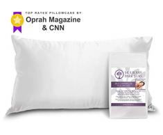 Kissenbezug aus 100 % reiner Maulbeerseide, 19 Momme auf beiden Seiten, hypoallergen, weich, atmungsaktiv, für verbesserten Schlaf, ohne Reißverschluss, 600 Fadenzahl, Öko-Tex, Seide, weiß, Standard (20 by 26 inch)