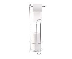 Basicwise QI003496 Toilettenpapierhalter mit Stange, Metall, freistehend, verchromt