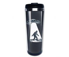 Hasdon-Hill Lustige Reisetassen für Frauen Männer Vater Mutter UFO Bigfoot Kaffeetasse Teetasse Edelstahl Tasse für Freunde Geburtstag 340 ml One Size schwarz