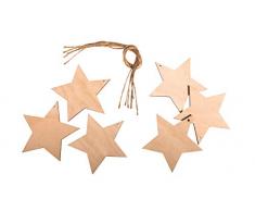 Rayher 62890505 Holz Hänger Stern, FSCMixCred, 7,5cm ø, Natur, 0,3cm, SB-Btl 6Stück