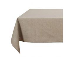 deconovo Dekoratives knitterfrei Leinen Look Tischdecke, quadratisch, für Esszimmer, Polyester-Mischgewebe, khaki, 54x72 Inch