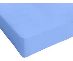 Viscio Trading Haus & Textiles Spannbetttuch, 100% Baumwolle, hellblau, Doppelbett, 200 x 180 x 23 cm