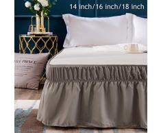 AYASW Bett skirt-16 Zoll Drop Staub Rüschen Drei Stoff Seiten und Rüschen Um Queen/King Khaki