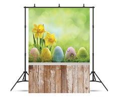 Ostereier Fotohintergrund für Bilder Frühling, Naturlandschaft Blumen Fotografie Hintergründe für Ostern Dekoration Fotokabinen Studio Requisiten Serie 1 5X7FT Fhj-022