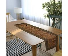 rajwada-fashion Tischläufer aus Seide, Ethnisch, handgefertigt, Pfauen-Design, 147,8 x 40,6 cm, Braun