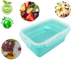 Multicolored-life Silikon Faltbar Bento Lunch Snackverpackung Länglichen Silikon Frischhaltedosen, BPA-Frei, Mikrowelle, Geschirrspüler und Gefrierschrank Green Bise