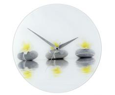 WENKO 21360100 Wanduhr Stones with Flower, Gehärtetes Glas, 37 x 3 x 37 cm, Mehrfarbig