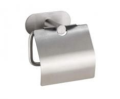 WENKO Turbo-Loc Toilettenpapierhalter mit Deckel Orea Matt, Befestigen ohne bohren, Papierrollenhalter mit Deckel zum Schutz, in massiver Qualität aus rostfreiem Edelstahl matt, 14 x 12,5 x 7 cm