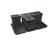 ELLETIPI Metropolis ptc28 09050 2 F C10 PPV Mülleimer Mülltrennung-Schublade, grau, 83 x 49 x 28 cm