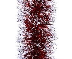 6 Stück Rot Silber Weihnachtsbaum Lametta Girlande Eiszapfen glitzernd Mylar-Lametta Urlaub Weiche Band Folie hängend schneebedeckte Girlande Ornamente für Vintage Outdoor Tür Decken Baum Dekoration, 16,6 cm L 9,7 cm W