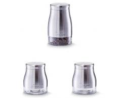 Zeller 19892 Vorratsglas Coffee, 1300 ml, ca. 11,5 x 11,5 x 19 cm + Vorratsglas Tea, 900 ml, ca. 11,5 x 11,5 x 14 cm + Vorratsglas Sugar, 900 ml, ca. 11,5 x 11,5 x 14 cm, Edelstahl