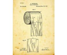 Homebody Accents Toilettenpapier Patent Zeichnen Metall Schild, Vintage, Bad, Badezimmer, Steampunk, industrieller Décor