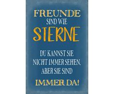 Schatzmix Spruch Freunde= Sterne= Immer da Metallschild 20x30 Deko tin Sign Blechschild, Blech, Mehrfarbig, 20x30 cm