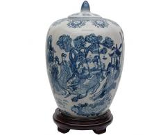 ORIENTAL FURNITURE Damen Vase aus Porzellan, 27,9 cm, Blau/Weiß
