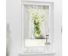 Lichtblick Rollo Klemmfix, 80 x 150 cm mit Motiv Maiglöckchen - Weiß Montage ohne Bohren, moderner Sicht-und Sonnenschutz, Motivrollo, lichtdurchlässig & Blickdicht