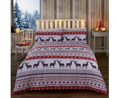 Rapport Weihnachts-Bettbezug-Set Scandi Rentier, Polycotton, Rot, Doppelbett