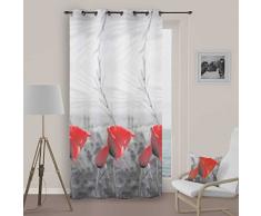 Soleil d Ocre Ösenvorhang, Spring, Polyester, Grau, 140 x 260 cm