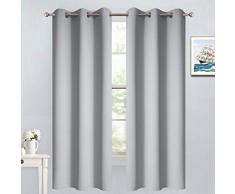 Yakamok Verdunklungsvorhänge für Schlafzimmer – Ösen Thermoisoliert Zimmer Verdunkelungsvorhänge für Wohnzimmer Set von 2 Paneelen 38W x 63L hellgrau