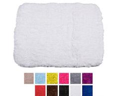 MSV Badteppich Badematte Badvorleger Duschvorleger Mikrofaser Hochflor flauschig 50x70 cm - WeiÃ