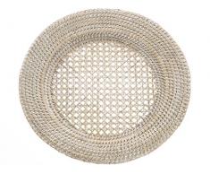 Kouboo Platzteller, rund, Rattan tropisch 12.5 inches x 12.5 inches Weißes Waschen.