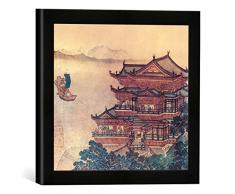 Gerahmtes Bild von Chinesische Malerei Pavillon der himmlischen Melodien/um1000, Kunstdruck im hochwertigen handgefertigten Bilder-Rahmen, 30x30 cm, Schwarz matt