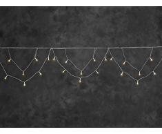 Konstsmide 2748-802 LED Dachrinnenlichterkette / für Außen (IP44) / 96 bernsteinfarbene Dioden / 24V Außentrafo / weißes Kabel